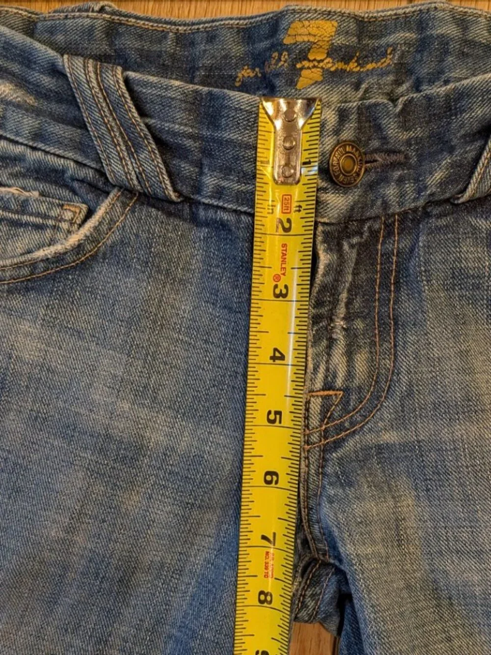 7 For All Mankind Button Vent Hem Straight Jeans size 26 - Picture 5 of 7